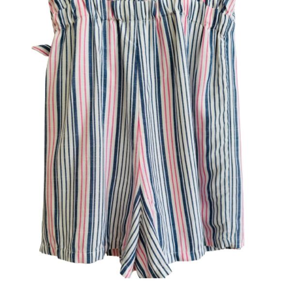 Jack by BB Dakota Romper Blue Red Ivory Striped Faux Wrap Skirted Romper Size XS - Picture 7 of 12